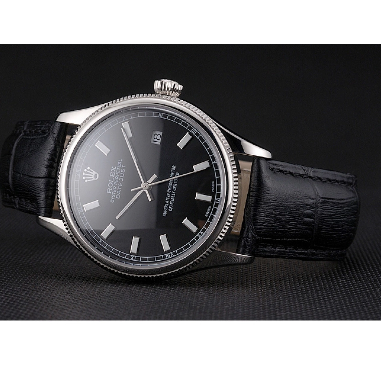 Good copy rolex watches Steel Black Rolex Dial And Swiss Datejust Bracelet Stainless Case 0804